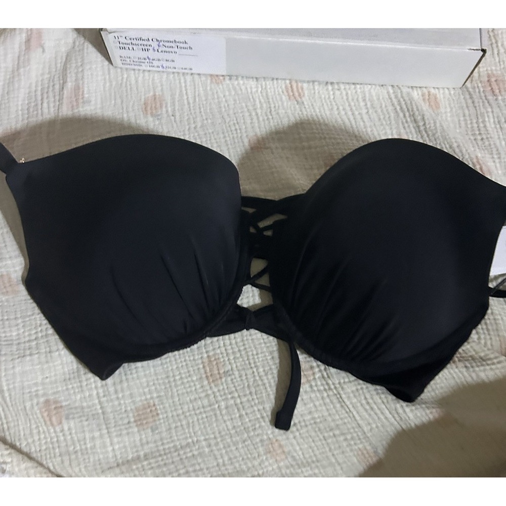 Shade & Shore Black Push Up Bikini Top Strappy 38DD
